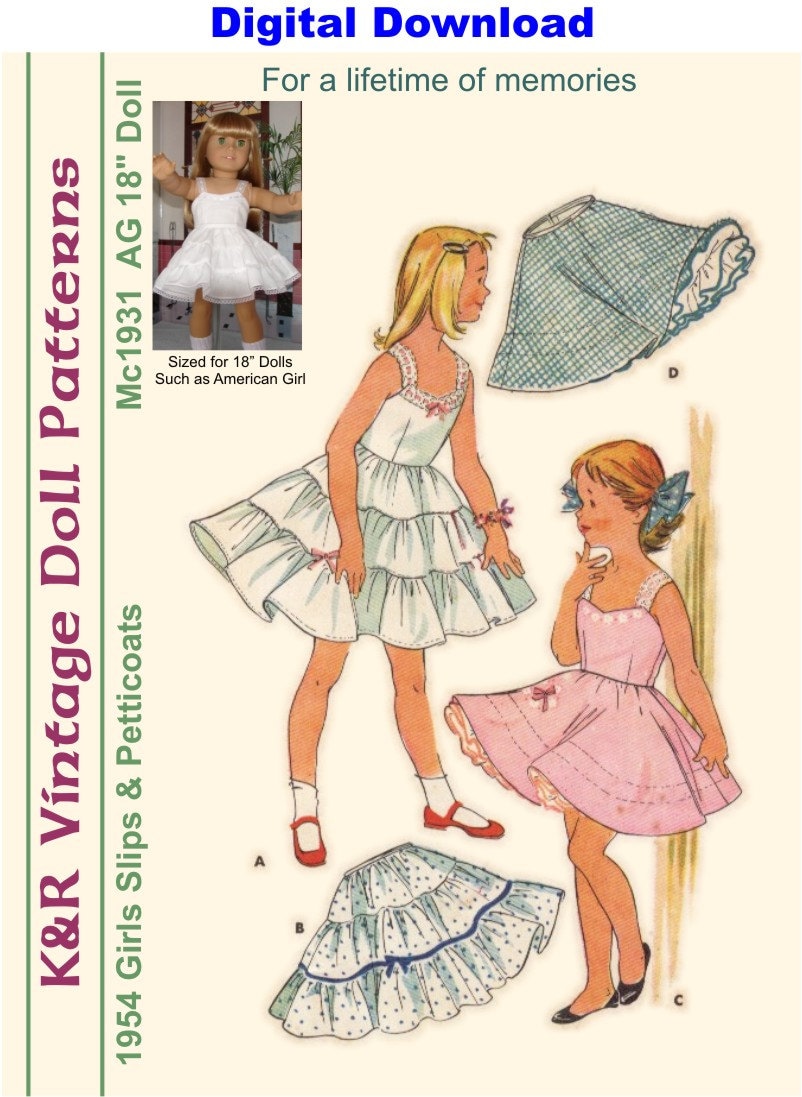 KRVP-Mc1931DD, 18" American Girl, Vintage 1950's Slip PATTER…