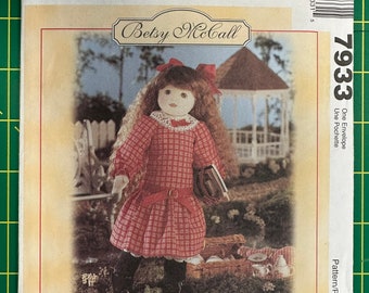 Vintage 1995 McCalls 7933 UNCUT 18” Doll and Dress Pattern