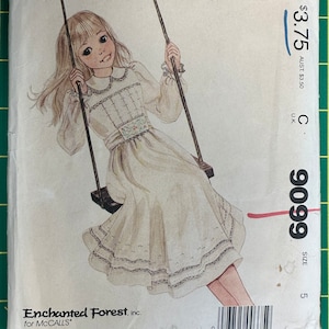 Vintage 1984 McCalls 9099 pattern UNCUT Enchanted Forest Childs Dress Pattern. Size 5 image 1