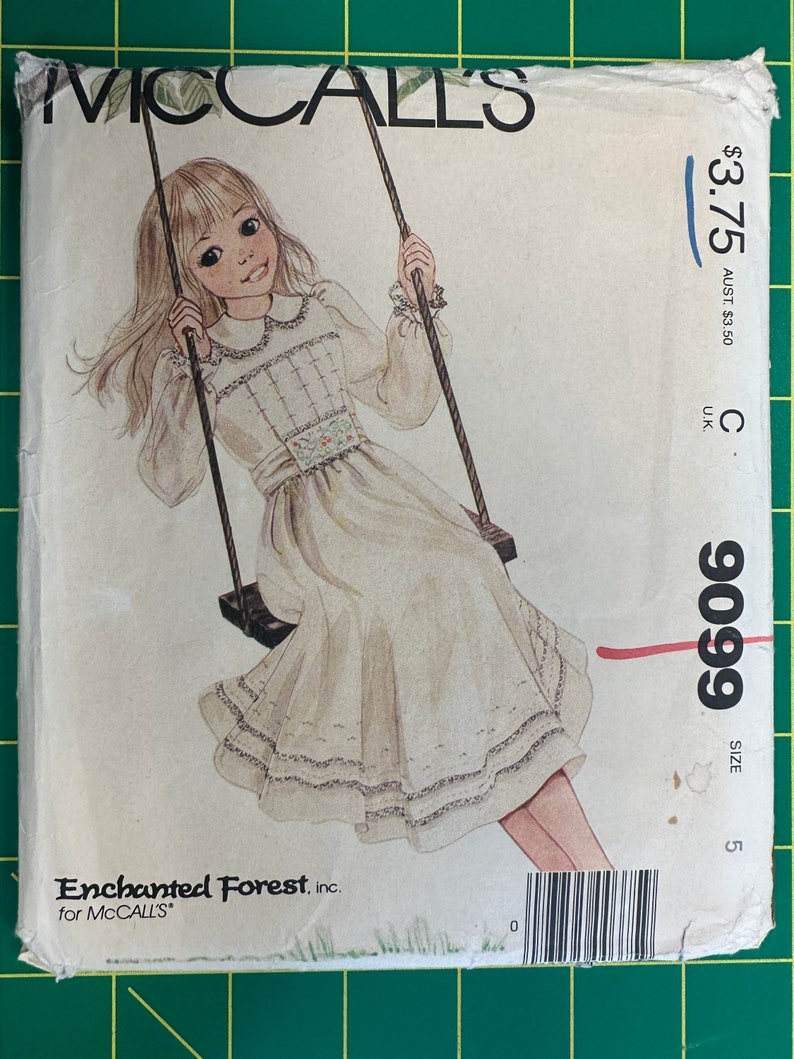 Vintage 1984 McCalls 9099 pattern UNCUT Enchanted Forest Childs Dress Pattern. Size 5 image 1