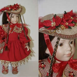 KUHL048-Holidays, Christmas Machine Embroidered Lace and Dress Pattern for 18inch Doll Such as American Girl Doll image 2
