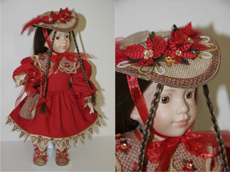 KUHL048-Holidays, Christmas Machine Embroidered Lace and Dress Pattern for 18inch Doll Such as American Girl Doll image 2