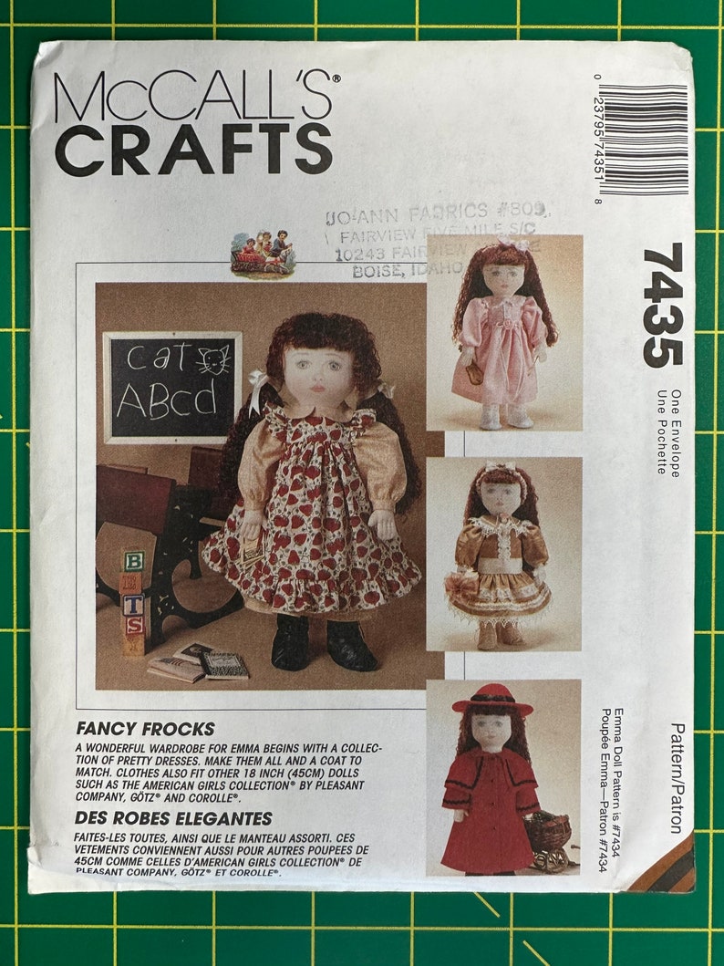 Vintage 1995 McCalls 7435 UNCUT 18 Doll Clothes Pattern immagine 1