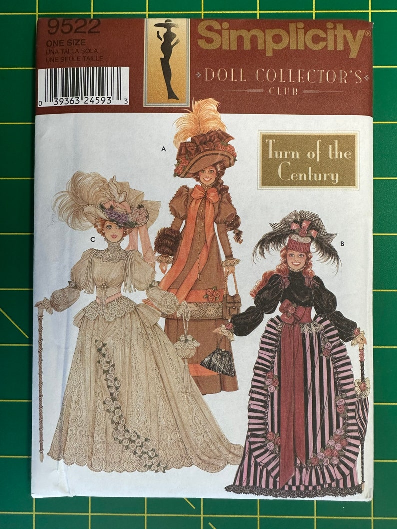 Vintage 2000 McCalls 9522 ONGESNEDEN 11 1/2 Fashion Doll Historisch kledingpatroon afbeelding 1