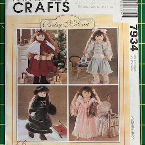 Vintage 1995 McCalls 7934 UNCUT 18 Doll Clothes Pattern image 1