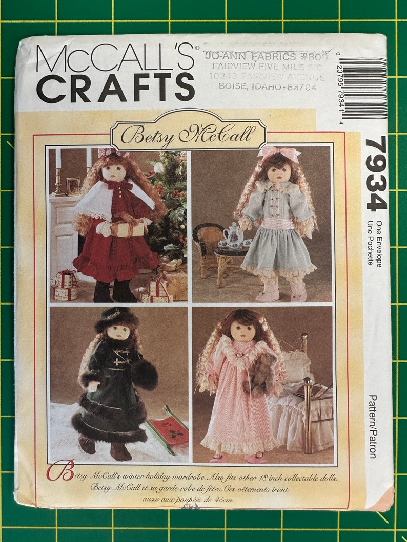 Vintage 1995 McCalls 7934 UNCUT 18 Doll Clothes Pattern image 1