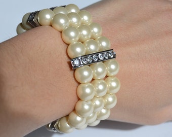 2 bracelets en perles de mariée