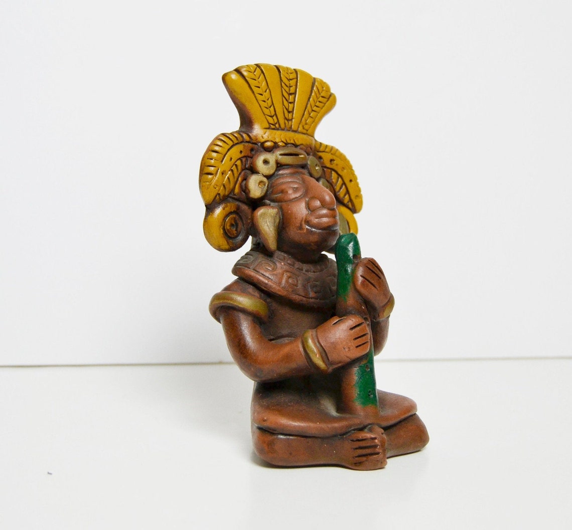 Mayan Clay Statue Mexican Decoration Terracotta Figure Etsy