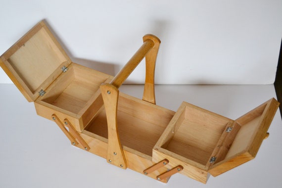 Vintage Accordion Sewing Box: Wooden Stitch Storage Caddy - Etsy