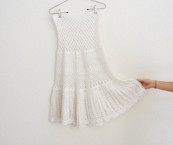 crochet skirt, wool skirt, white skirt, winter sk… - image 3