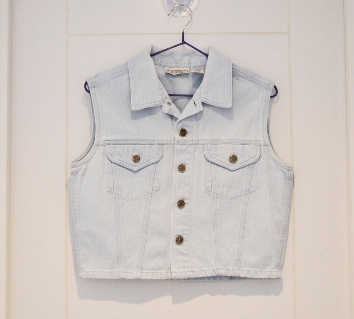 Vintage Blue Denim Utility Vest S main image 0