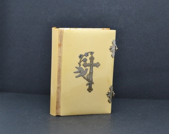 Libro di preghiere spagnolo d'epoca: piccolo oggetto da collezione religiosa