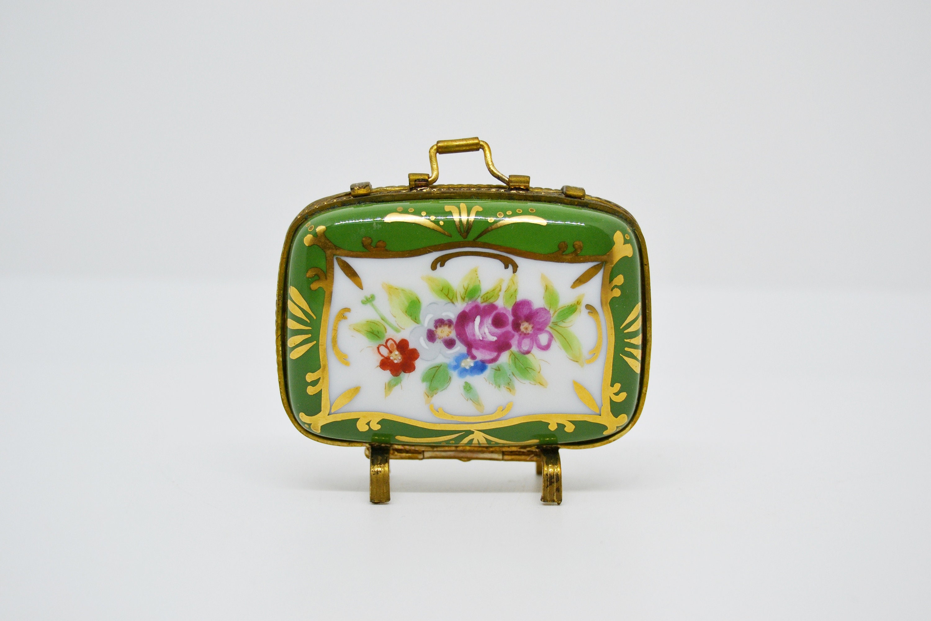 ヴィンテージ磁器スーツケース 小物入れ：手描きの花柄デザイン - Etsy