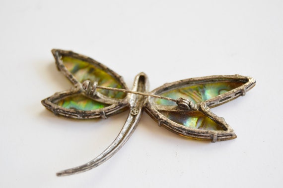 dragonfly brooch, pearl dragonfly pin, vintage br… - image 5