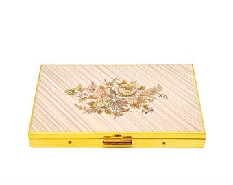 pitillera vintage nuevo,titular de la caja de cigarros,Caja de cigarrillos de tono dorado vintage, caja de cigarrillos
