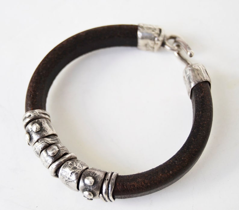 31 gr grift for men,raw sterling silver,PLATADEPALO leather bracelet and silver PULS Silver Brown Weight