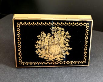 Vintage Princess Gardner Cigarette Case Green Leather Cover Over Gold Tone  Case With Decorative Studs Made in Germany 05075