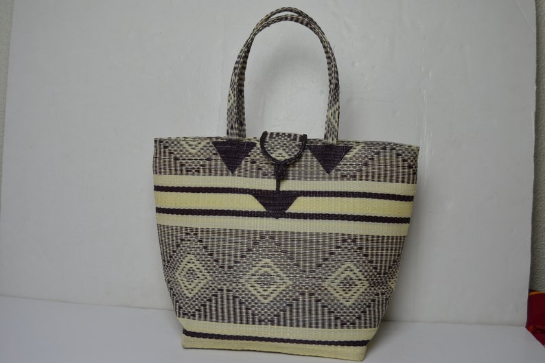 Plastic Braided Basket Bag Large Handbag Handmade Bag Etsy