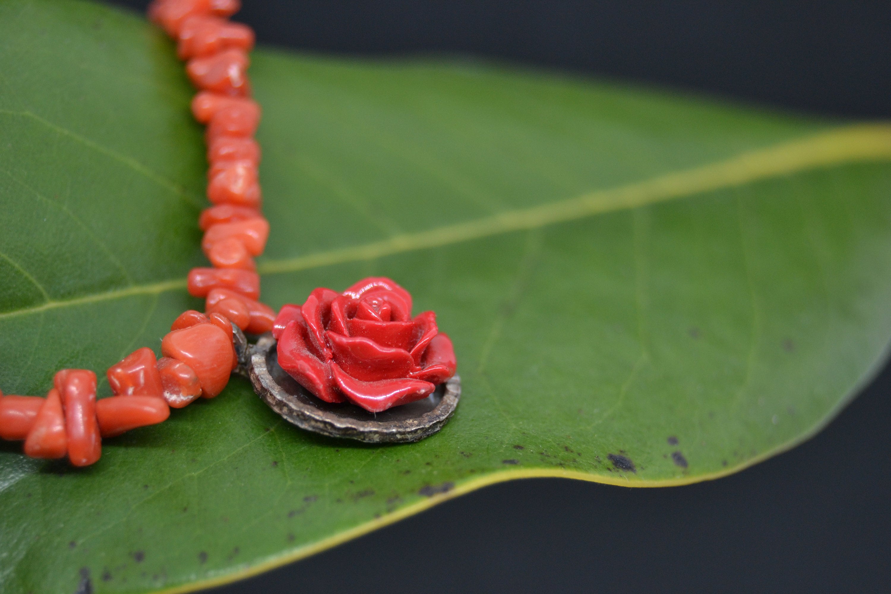 Collier Fantaisie Mi-long En Branches De Corail Rouge – Début XXème Siècle
