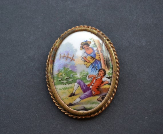 antique porcelaine brooch Limoges france, antique… - image 2