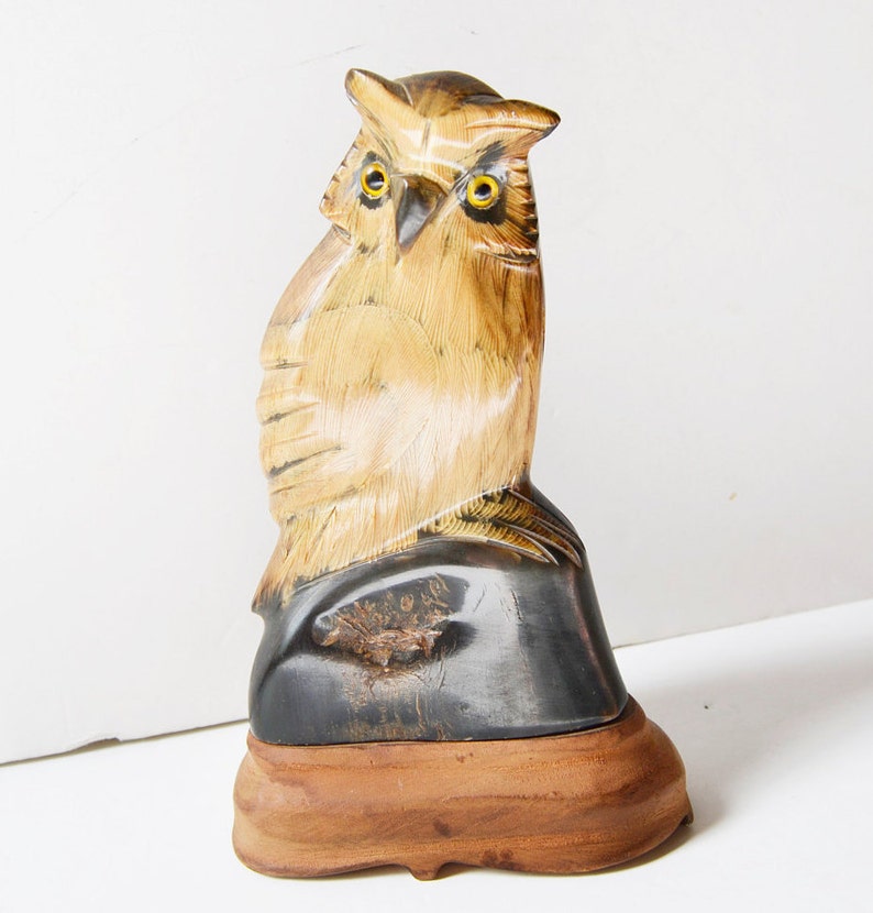 Hand carved owl,anniversary gift christmas gift, brilliance outlook intuition Quick wit independence wisdom Protection mystery image 1