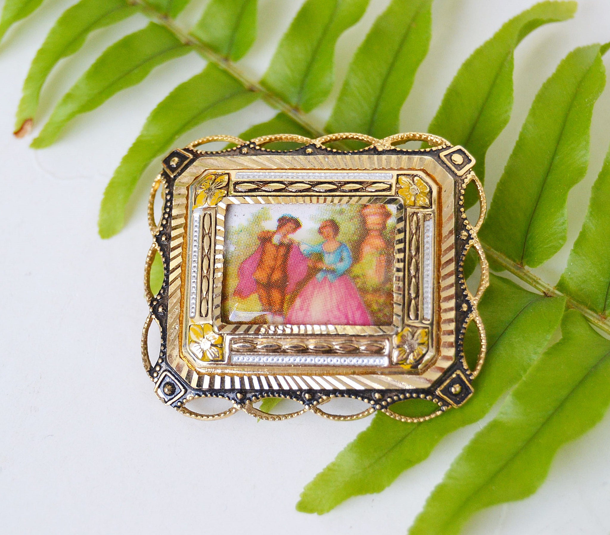 フランスの画家ラヤ・ソーキンによるヴィンテージの静物画エナメル七宝