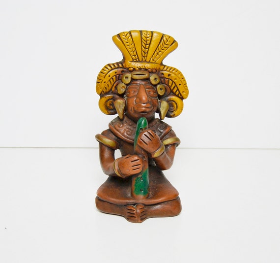 Mayan Clay Statue Mexican Decoration Terracotta Figure Etsy