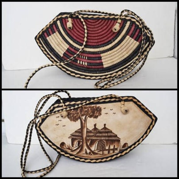 Leather and wicker bag, handbag