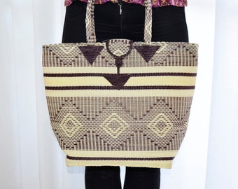 plastic braided basket bag, large handbag, handmade bag, plastic bag, women's bag, shopping bag, Large tote bag, handwoven