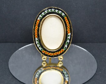 micro mosaic frame,Micro Mosaic Frame- Made in Italy,small photo frame,antique photo frame,oval frame,vintage frame,vintage italya
