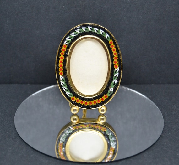 Vintage Italian Micro Mosaic Frame: Small Oval Photo Frame - Etsy