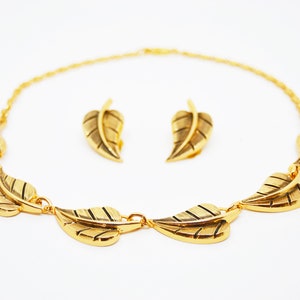 Gargantilla de hojas vintage,gargantilla de tono dorado, gargantilla de mediados de siglo,joyería de mediados de siglo,gargantilla goldtone