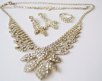 vintage jewelry set rhinestones for wedding