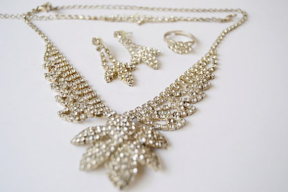 vintage jewelry set rhinestones for wedding