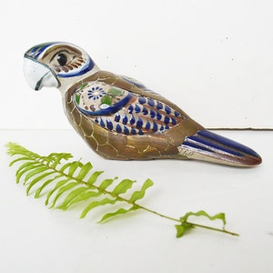 Vintage porcelain, bronze statuette, Vintage Mexico, Folk Art, hand painted, Tonalá ceramic  brass coated vintage Mexican folk art from 1980