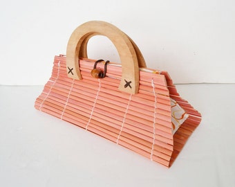 bamboo bag, wooden bag, straw bag Wicker bag