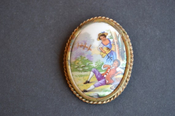 antique porcelaine brooch Limoges france, antique… - image 4