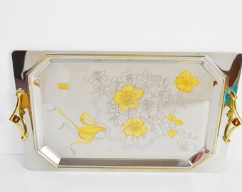 24 Carat Gold Floral Decorative Tray - Benito Giuseppe Freddi - Made in Italy