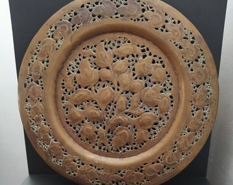 Vintage Copper Floral Plate: Relief Wall Art Decor