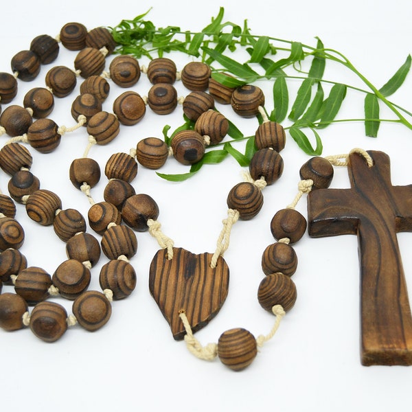 grand chapelet de perles en bois, grand chapelet catholique en bois, chapelet de prière murale, chapelet de perles de prière