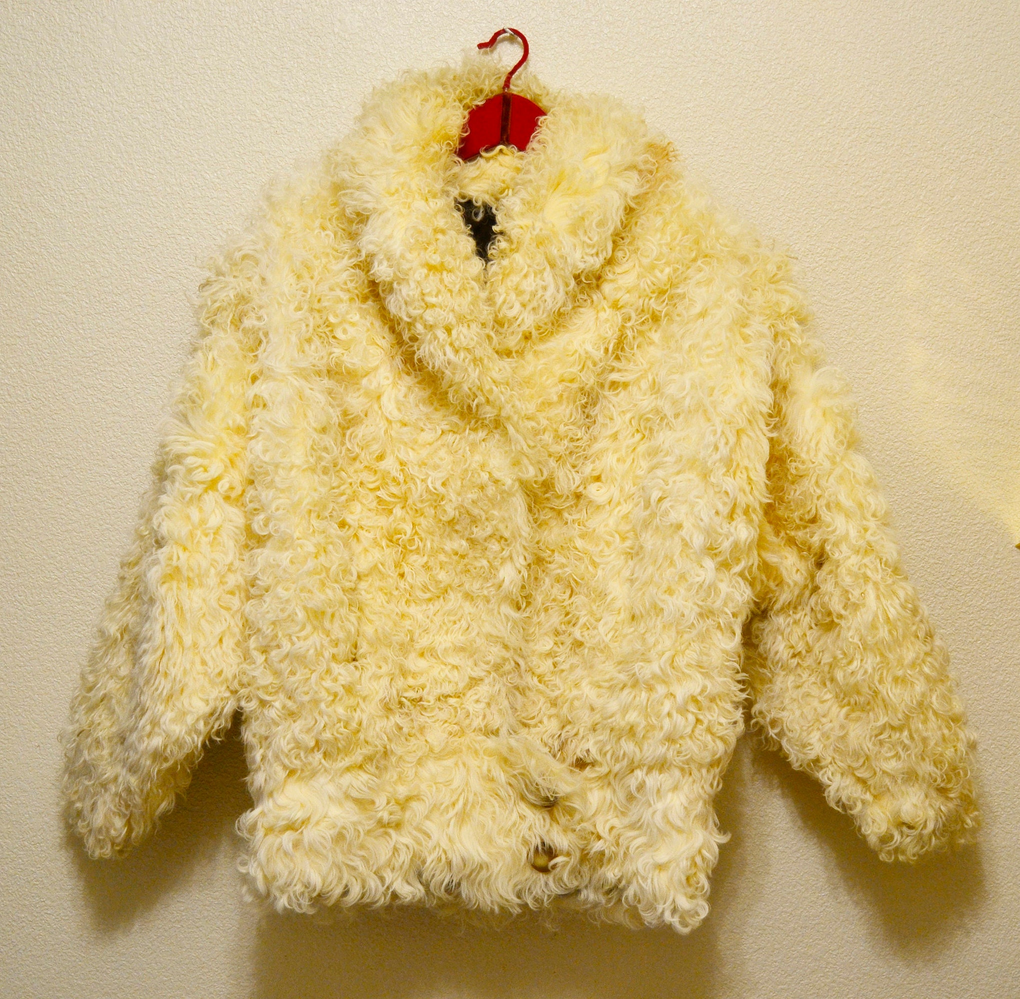 Donkey Jacket,womens Curly Lamb Fur Coat, Vintage 90s Clothing
