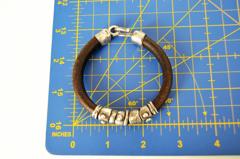 31 gr grift for men,raw sterling silver,PLATADEPALO leather bracelet and silver PULS Silver Brown Weight