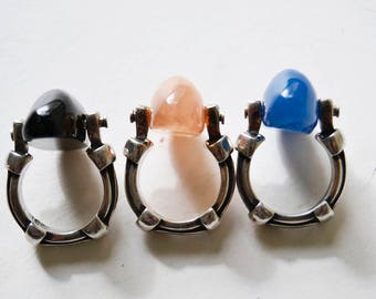 three vintage rings, silver rings, designer rings, multicolor rings, women's gift