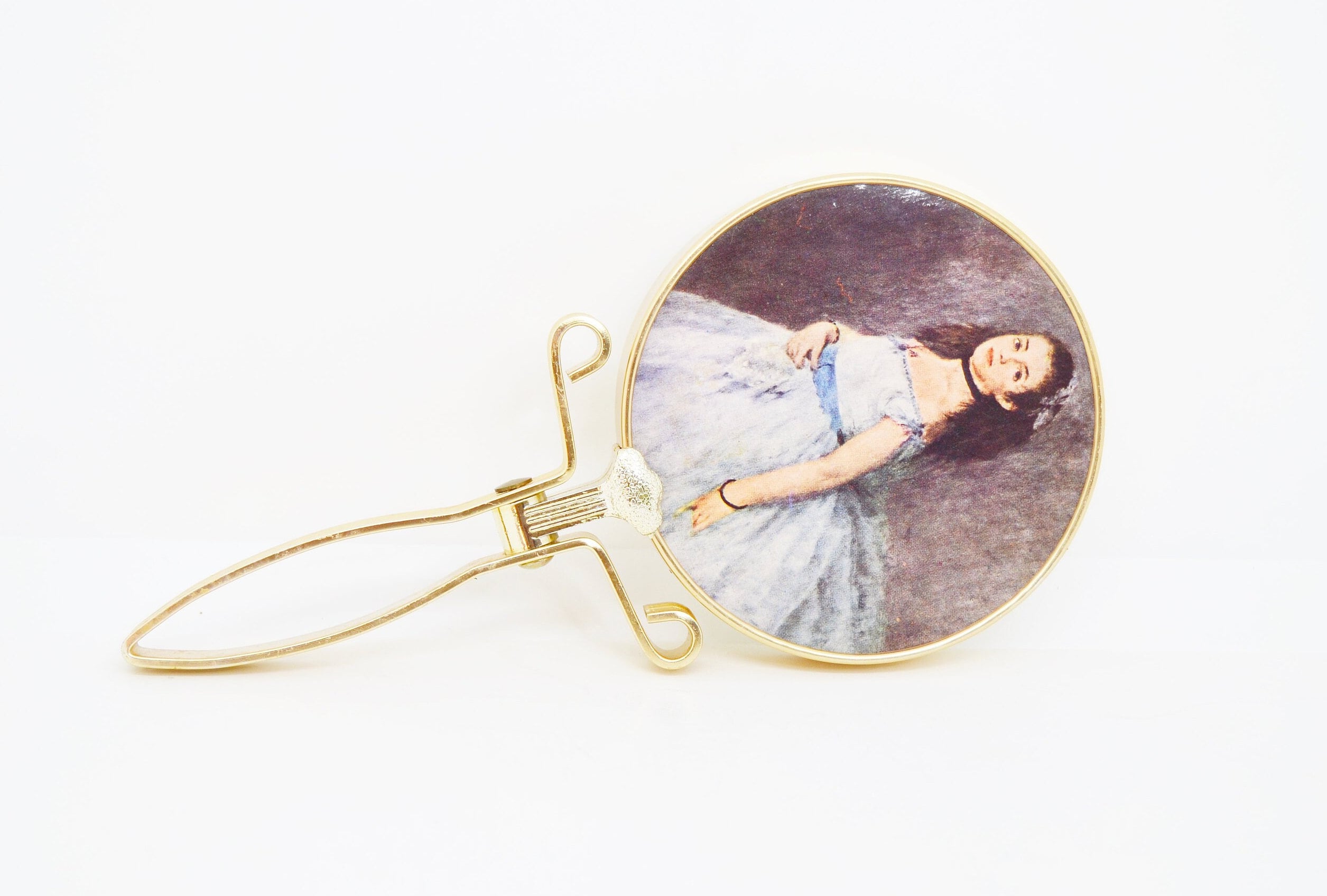 Vintage mirror, double position mirror, vintage hand mirror, vintage dressing table mirror, gold mirror.