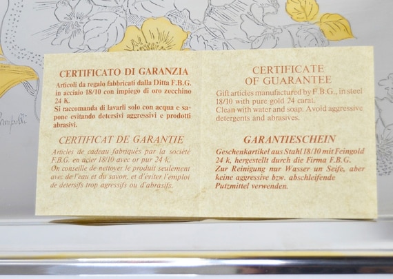 24 Carat Gold Floral Decorative Tray - Benito Giuseppe Freddi