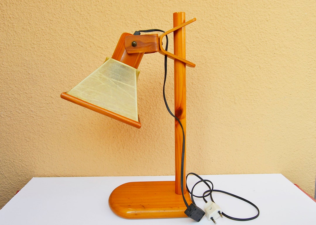 Vintage Desk Lamp, Adjustable Wooden Table Lamp, Adjustable Vintage Deck Lamp, Retro Desk