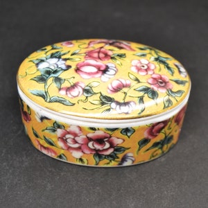 caja de porcelana vintage, vanità in porcellana, scatola di gingilli in porcellana, caja pequeña, scatola di gingilli in porcellana Manuscrito vintage