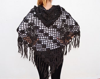 cape au crochet,poncho de ganchillo con capucha