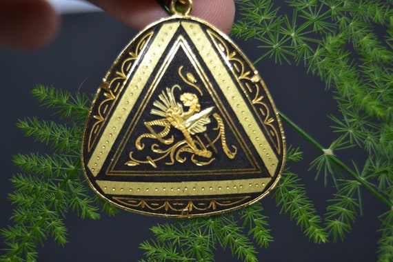 Collier Pendentif Vintage Filigrane Damascène Or - Bijou Unique - État Impeccable