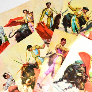 Lot of 9 postcards of famous bullfighters
